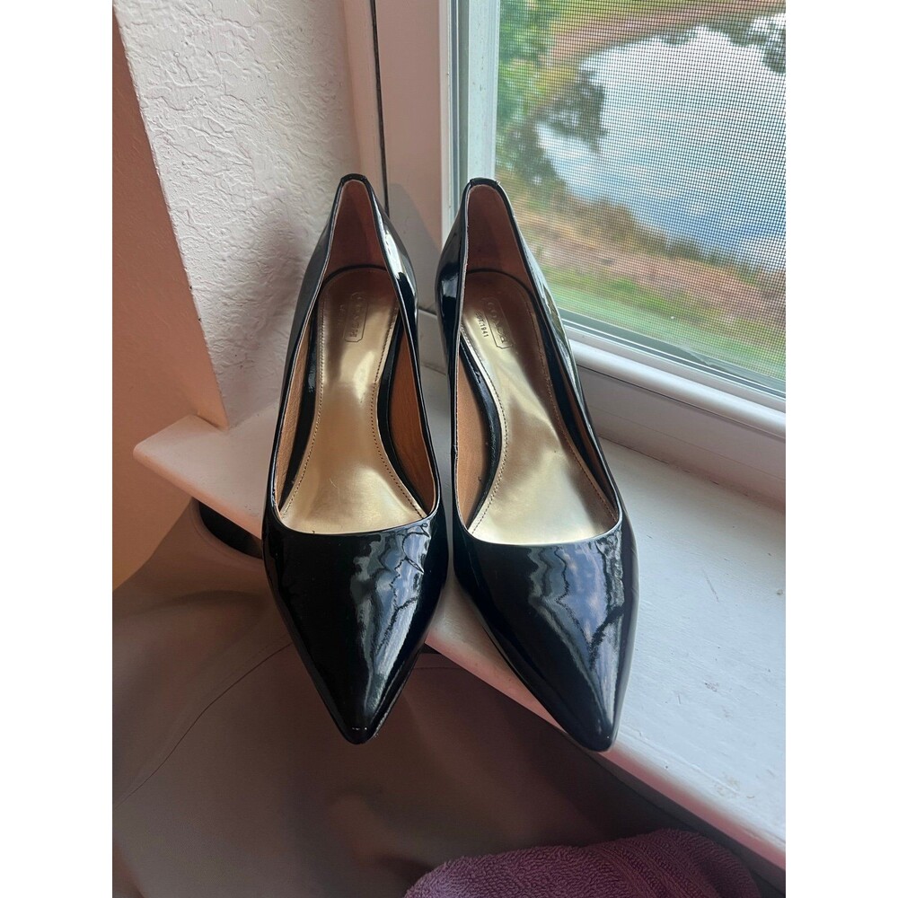 Coach Zoee Patent Leather Black High Heel Pumps Women’s Size 10 - Picture 2 of 12